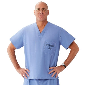 Medline Unisex 100% Cotton Reversible Hyperbaric Scrub Top with Pockets - Unisex 100% Cotton Reversible Hyperbaric Scrub Top with Medline Color-Coding, Size 4XL, Ceil Blue - 658MHS4XL-CM