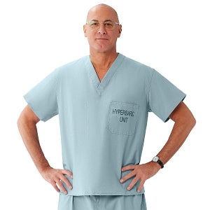 Medline Unisex 100% Cotton Reversible Hyperbaric Scrub Top with Pockets - Unisex 100% Cotton Reversible Hyperbaric Scrub Top with Medline Color-Coding, Size L, Misty - 658MZSL-CM