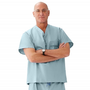 Medline Unisex 100% Cotton Reversible Hyperbaric Scrub Top with Pockets - Unisex 100% Cotton Reversible Hyperbaric Scrub Top with Medline Color-Coding, Size M, Misty - 658MZSM-CM