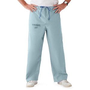 Medline Unisex 100% Cotton Reversible Hyperbaric Drawstring Scrub Pants - Unisex 100% Cotton Reversible Hyperbaric Drawstring Scrub Pants with Medline Color-Coding, Size L Regular Inseam, Misty - 659MZSL-CM