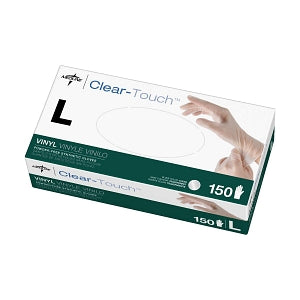 Medline Clear-Touch Vinyl Multi-Purpose Gloves - CA Only - For California Only, Clear-Touch Powder-Free Vinyl Industrial Gloves, Size L, 150 Count - 6CLE203