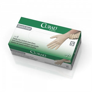 Medline CURAD Stretch Vinyl Exam Gloves - CA Only - For California Only, CURAD Powder-Free Stretch Vinyl Exam Gloves, Size S - 6CUR9224