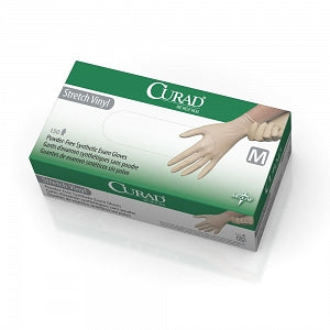 Medline CURAD Stretch Vinyl Exam Gloves - CA Only - For California Only, CURAD Powder-Free Stretch Vinyl Exam Gloves, Size M - 6CUR9225