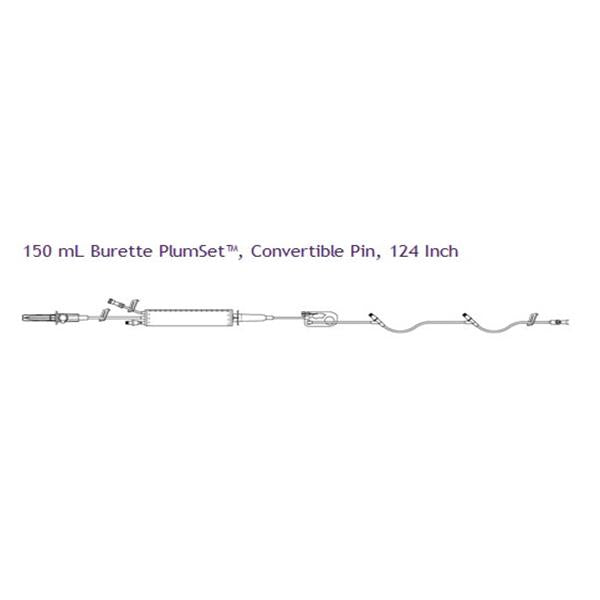 Hospira Worldwide Burette Set Lifeshield Plumset 2Y-Inj St 124 60Drp 11.7mL 24/Ca