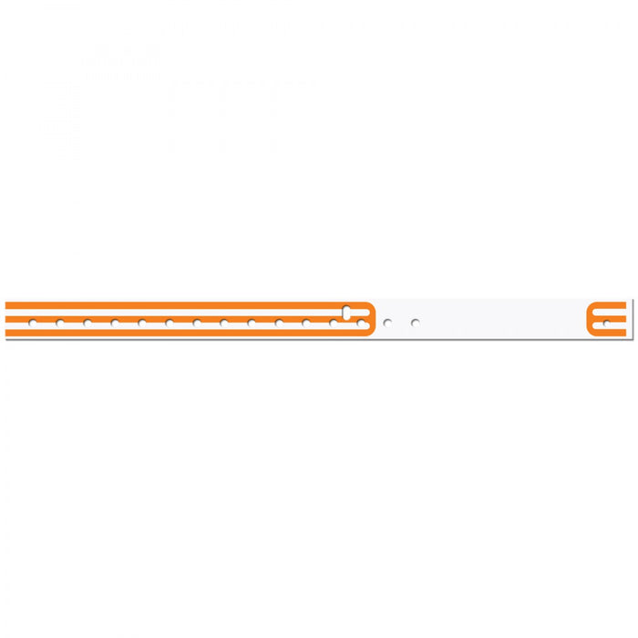 Compuband Thermal Wristband Thermal Clasp Closure 3/4"X11 1/2 1 1/2" Pedi Orange - 500 Per Box Quantity: 500 Per Box Information Area: 3 1/8" L X 3/4" H Size Of Band: 11 1/2" L X 3/4" W" Core Size: 1 1/2" Outer Diameter: 5.85"