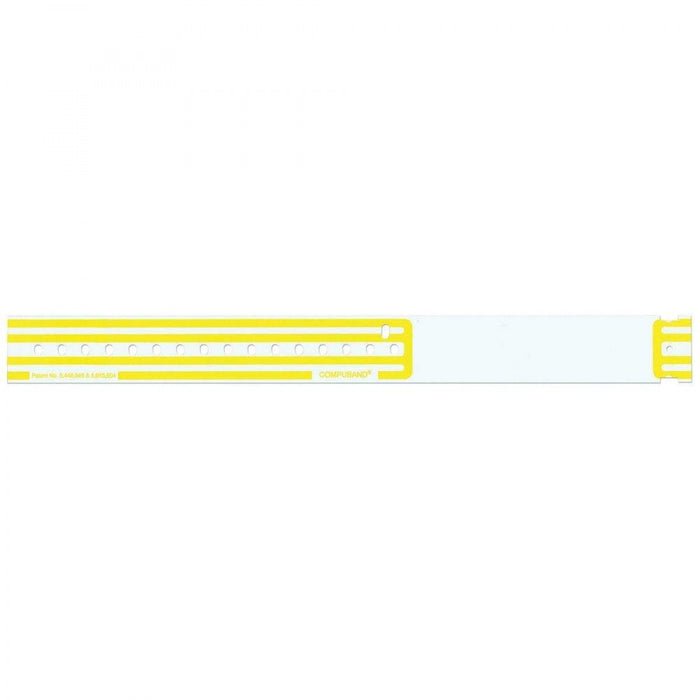 Compuband Thermal Wristband Thermal Clasp Closure 1 1/8"X11 1/2 1" Adult Yellow - 350 Per Box Quantity: 350 Per Box Information Area: 4" L X 1 1/8" H Size Of Band: 11 1/2" L X 1 1/8" W Core Size: 1" Outer Diameter: 4.98"