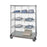 3-Sided 24" x 36" x 81" Linen Cart with 4 Wire Shelves, 1 Solid Shelf and a Dolly Base