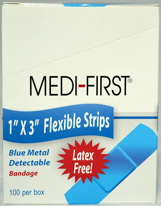 Medique Metal Detectable Foam Adhesive Bandage - BNDG, FABRIC, METAL DETCT, 1X3", BLUE 100/BX - 68033