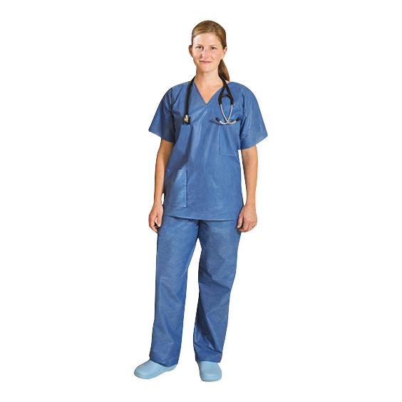 Encompass Group Disposable Scrub Pants - Disposable Drawstring Waist Scrub Pants, Blue, Size 2XL - 9675