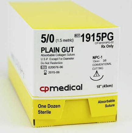 CP Medical Plain Gut Natural Absorbable Suture - PG Suture, 4/0, FS2, 18" - CPM 591PG