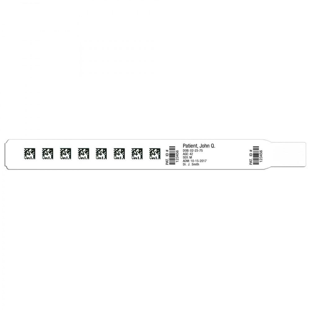 Direct Thermalalcohol And Water Resistant Adhesive Closure 200 Bands/Roll, 2 Rolls/Case Dimensions: 1-1/8" X 11-1/2" Wound Out Standard Black Mark