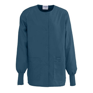 Landau Uniforms Crew Neck Warm-up Jacket - Women's Warm-Up Crew-Neck Jacket with Snap-Front Closure, Size 5XL, Caribbean Blue - 7525CBP5XL