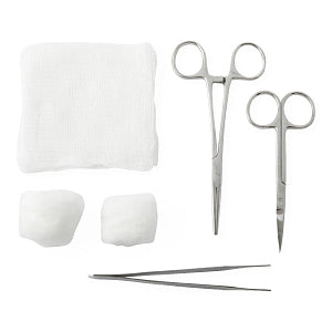 Centurion Centurion Debridement Kits - Debridement Tray with Hemostat, Adson Forceps, Scissors, Gauze, Drape and Cotton Balls - 75430