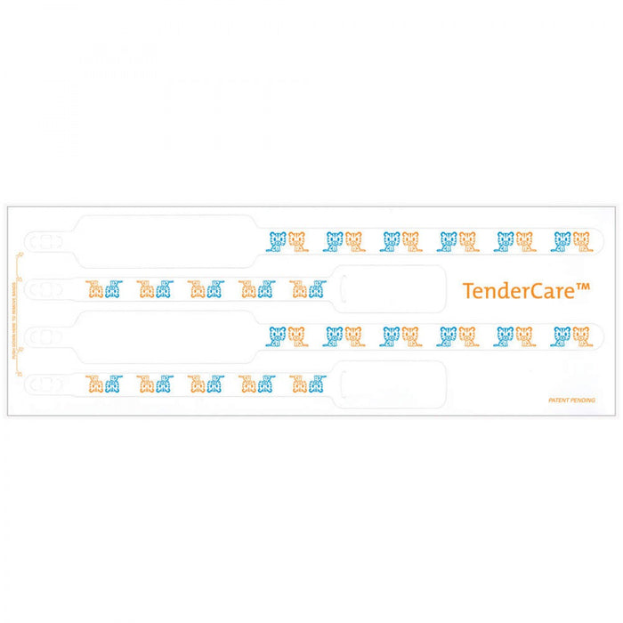 Tendercare Thermal Wristband Thermal 4Pt Mother, Father, Baby Set; Adhesive Closure X 1" 11" L X 1" H (Adult) 7" L X 8" H (Infant) White With Tigers - 400 Per Box