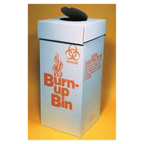 Fisher Scientific  Box Biohazard Waste Burn-Up Bin 12x12x27" 13gal White/Orange 6/Ca