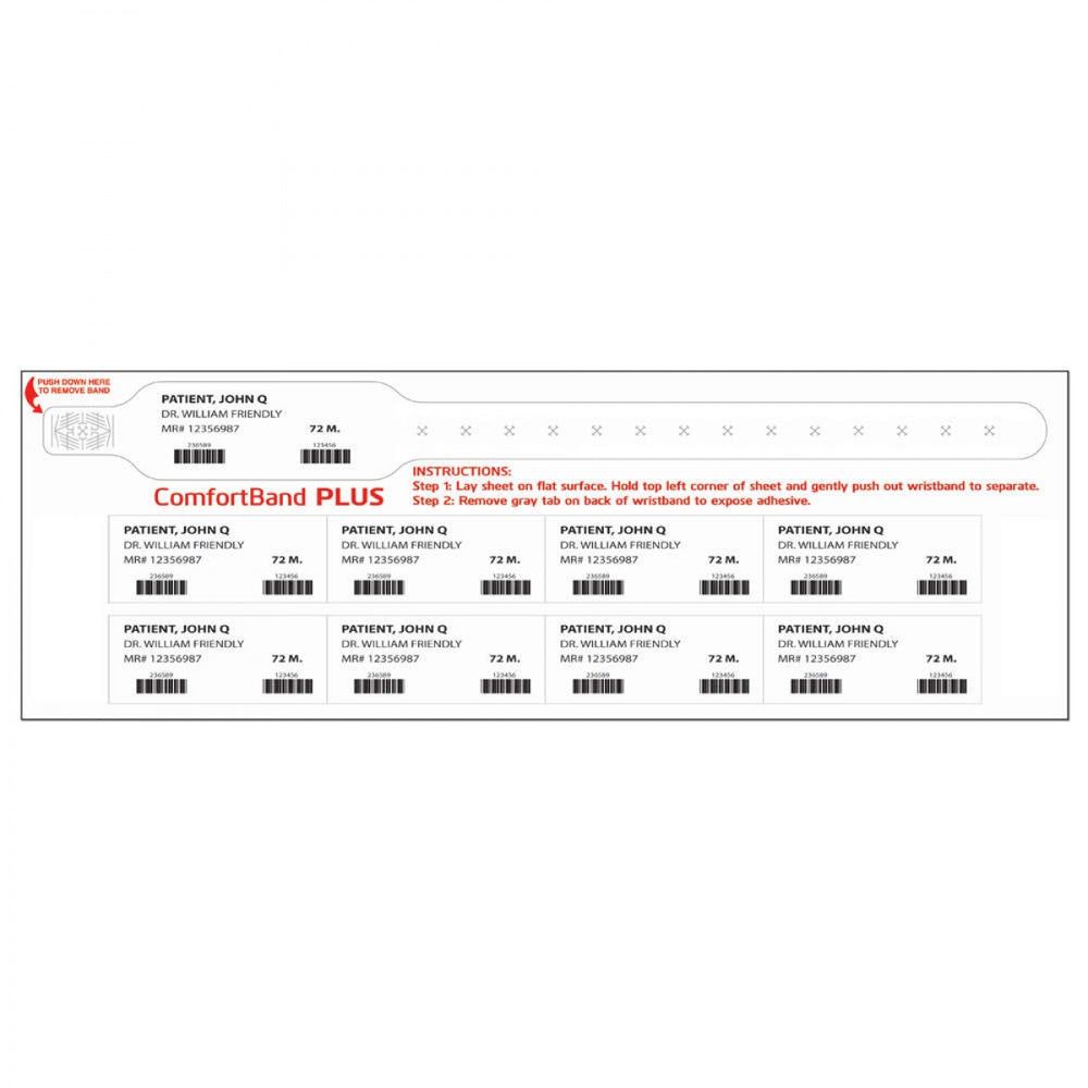 Comfortband Plus Thermal Wristband 1 1/8" X 11 1/2" 1" Core Wound Out - Adult - White 240 Per Box - Our Softest Wristbands Specially Designed For Patients With Sensitive Skin.