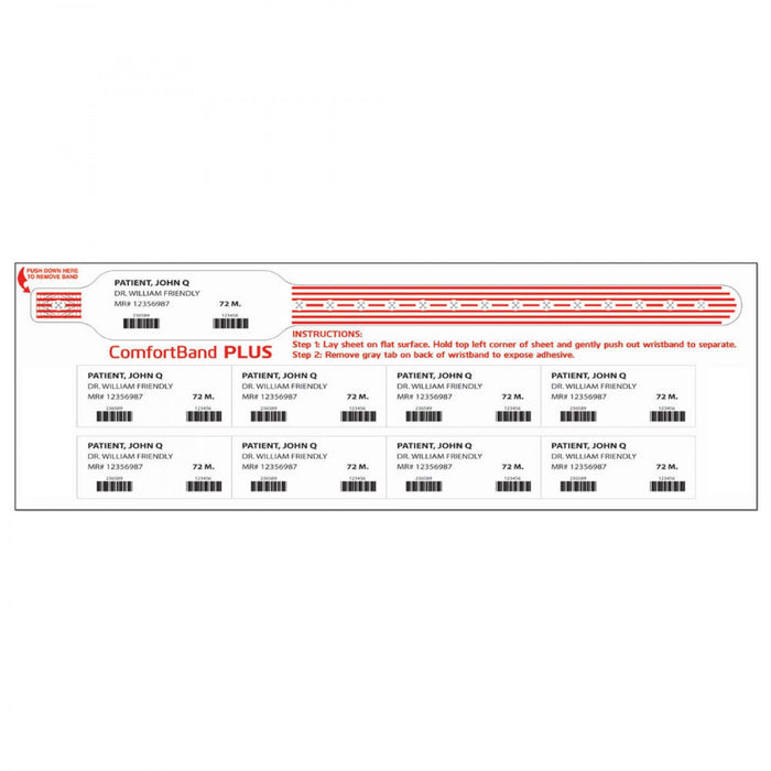 Comfortband Plus Thermal Wristband With Stat Labels 1 1/8" X 11 1/2" 3" Core Wound Out - Adult - Red 300 Per Box - Our Softest Wristbands Specially Designed For Patients With Sensitive Skin.