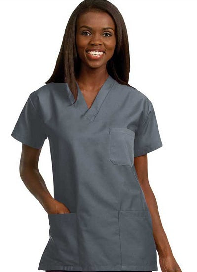 Fashion Seal Healthcare Unisex Fashion Poplin V-Neck 3-Pocket Scrub Shirt