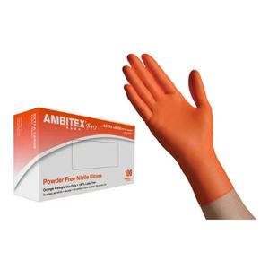 Cardinal Health Ambitex Nitrile Examination Glove Powder-Free High Visibility, Orange X-Large