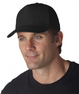 Ultraclub Classic Cut Cotton Twill Cap - Classic Cut Cotton Twill Hat with Curved Bill, Unisex, Black, One Size - 8120 BK