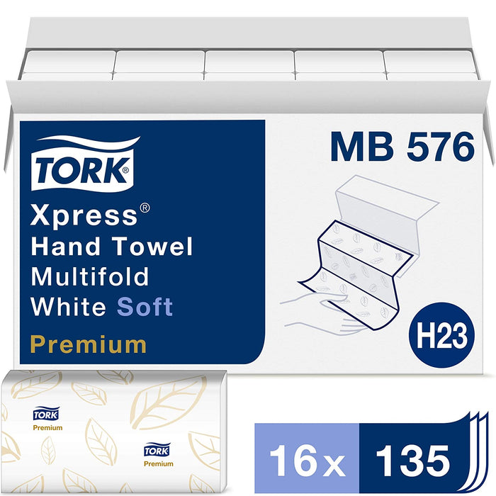 Essity Tork Xpress Premium Multifold 3-Panel Towel - Xpress Premium Multifold Towel, 3-Panel, for the 73TR Dispenser Only, White - MB576