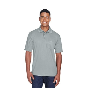 Ultraclub Unisex Polo Shirts - 100% Polyester Pocket Polo Shirt, Unisex, Gray, Size 4XL - 8210P SILVER 4XL