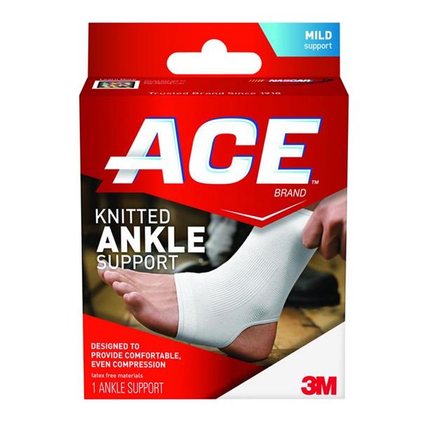 3M Consumer Health Care Brace Support Ace Ankle Ctn/Elstc White Size Medium Universal Ea