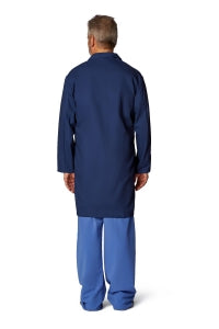 Medline Unisex Knee Length Lab Coats - Unisex Knee-Length Lab Coat, Navy, Size L - 83044RNNL