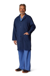 Medline Unisex Knee Length Lab Coats - Unisex Knee-Length Lab Coat, Navy, Size L - 83044RNNL