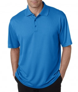 Ultraclub Men's Cool and Dry Elite Mini-Check Jacquard Polo - Cool and Dry Elite Mini Check Polo Shirt, Men's, Pacific Blue, Size 2XL - 8305PACFXXL