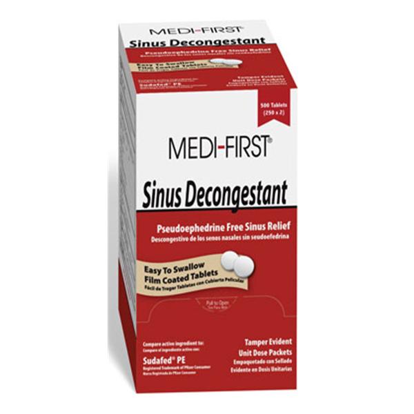 Medique Pharmaceuticals Medi-First Sinus Decongestant Tablets UD Pkt 10mg 500x1/Bx