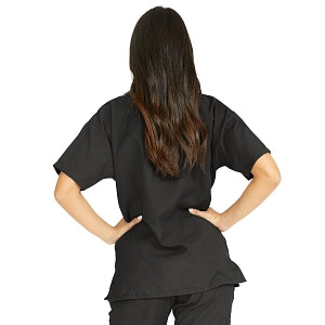 Medline PerforMAX Women's V-Neck Tunic Scrub Top with 2 Pockets - PerforMAX Women's V-Neck 2-Pocket Tunic Scrub Top, Size 4XL, Black - 839DKW4XL