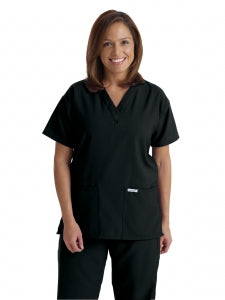 Medline PerforMAX Women's V-Neck Tunic Scrub Top with 2 Pockets - PerforMAX Women's V-Neck 2-Pocket Tunic Scrub Top, Size L, Black - 839DKWL