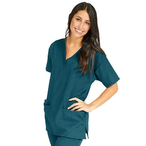 Medline PerforMAX Women's V-Neck Tunic Scrub Top with 2 Pockets - PerforMAX Women's V-Neck 2-Pocket Tunic Scrub Top, Size 4XL, Caribbean Blue - 839NNT4XL