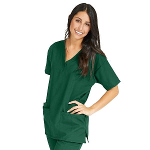 Medline PerforMAX Women's V-Neck Tunic Scrub Top with 2 Pockets - PerforMAX Women's V-Neck 2-Pocket Tunic Scrub Top, Size 4XL, Evergreen - 839JEG4XL