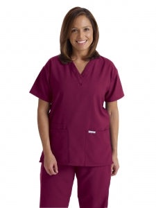 Medline PerforMAX Women's V-Neck Tunic Scrub Top with 2 Pockets - PerforMAX Women's V-Neck 2-Pocket Tunic Scrub Top, Size 5XL, Wine - 839NNT5XL