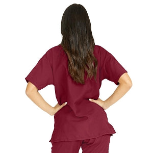 Medline PerforMAX Women's V-Neck Tunic Scrub Top with 2 Pockets - PerforMAX Women's V-Neck 2-Pocket Tunic Scrub Top, Size 5XL, Wine - 839NNT5XL