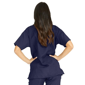 Medline PerforMAX Women's V-Neck Tunic Scrub Top with 2 Pockets - PerforMAX Women's V-Neck 2-Pocket Tunic Scrub Top, Size 5XL, Navy - 839NNT5XL