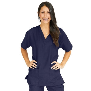 Medline PerforMAX Women's V-Neck Tunic Scrub Top with 2 Pockets - PerforMAX Women's V-Neck 2-Pocket Tunic Scrub Top, Size L, Navy - 839NNTL