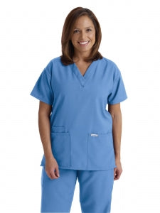 Medline PerforMAX Women's V-Neck Tunic Scrub Top with 2 Pockets - PerforMAX Women's V-Neck 2-Pocket Tunic Scrub Top, Size 4XL, Ceil Blue - 839NNT4XL