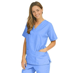 Medline PerforMAX Women's V-Neck Tunic Scrub Top with 2 Pockets - PerforMAX Women's V-Neck 2-Pocket Tunic Scrub Top, Size 4XL, Ceil Blue - 839NNT4XL