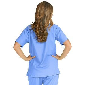 Medline PerforMAX Women's V-Neck Tunic Scrub Top with 2 Pockets - PerforMAX Women's V-Neck 2-Pocket Tunic Scrub Top, Size L, Ceil Blue - 839NNTL