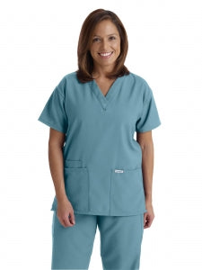 Medline PerforMAX Women's V-Neck Tunic Scrub Top with 2 Pockets - PerforMAX Women's V-Neck 2-Pocket Tunic Scrub Top, Size 4XL, Misty - 839NNT4XL