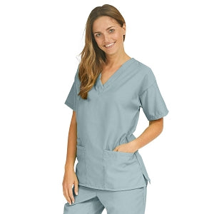 Medline PerforMAX Women's V-Neck Tunic Scrub Top with 2 Pockets - PerforMAX Women's V-Neck 2-Pocket Tunic Scrub Top, Size 4XL, Misty - 839NNT4XL