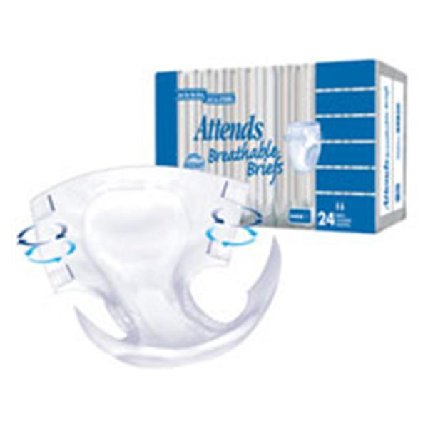 Attends Healthcare Products Brief Attends Adult Unisex Medium 32-44" Heavy White 4x24/Ca