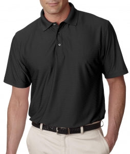 Ultraclub Men's Tonal Striped Cool and Dry Polo - Cool and Dry Elite Tonal Stripe Performance Polo Shirt, Men's, Black, Size 2XL - 59215307