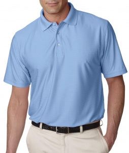 Ultraclub Men's Tonal Striped Cool and Dry Polo - Cool and Dry Elite Tonal Stripe Performance Polo Shirt, Men's, Carolina Blue, Size 3X - 59215018