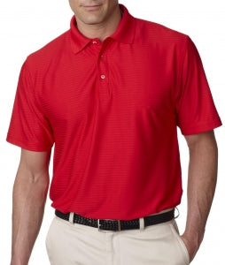 Ultraclub Men's Tonal Striped Cool and Dry Polo - Cool and Dry Elite Tonal Stripe Performance Polo Shirt, Men's, Red, Size 2XL - 59215327