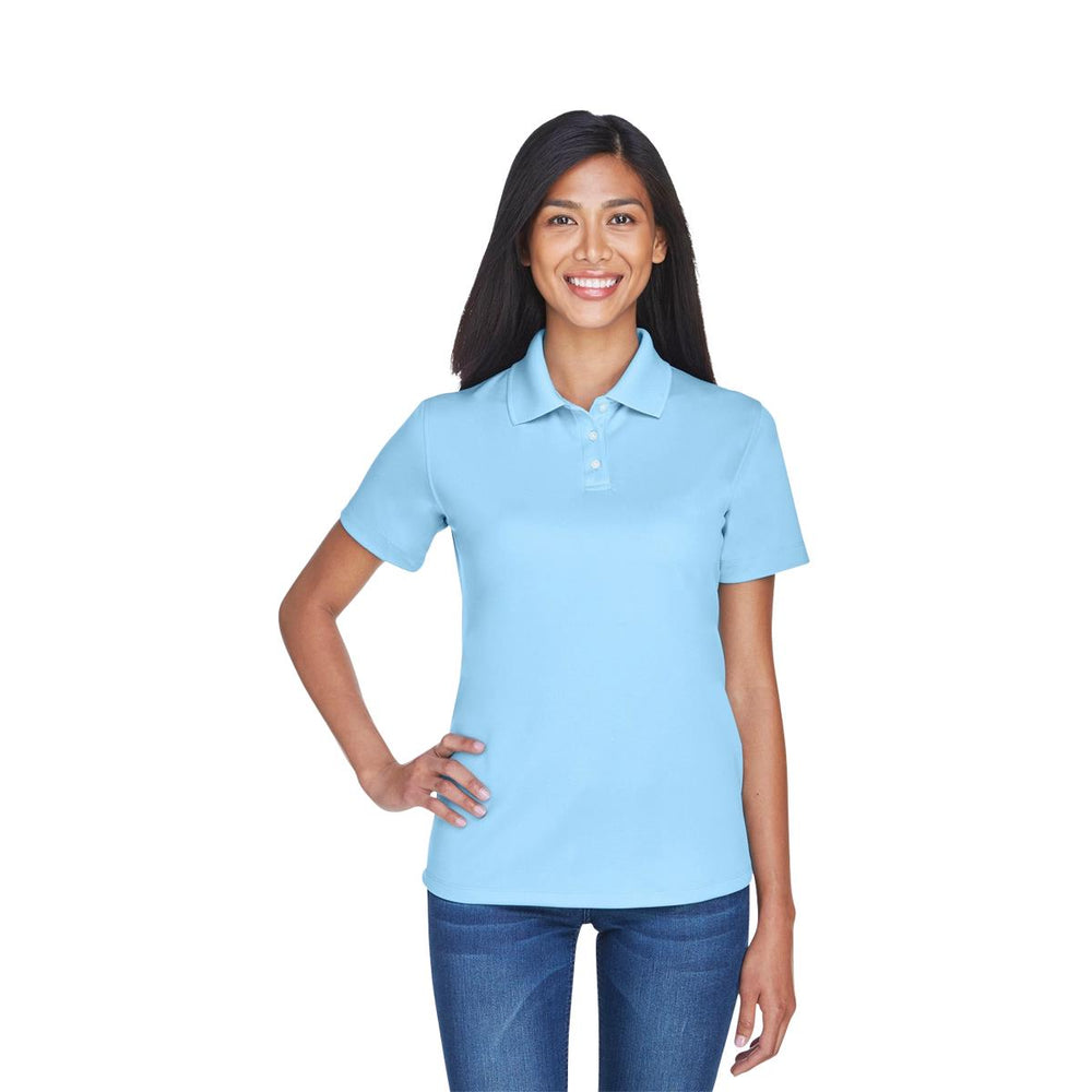 Ultraclub Ladies Cool and Dry Sport Polo - 100% Polyester Cool and Dry Stain-Release Performance Polo Shirt, Women's, Columbia Blue, Size 2XL - 8445L-COLUMBIA BLUE-2XL