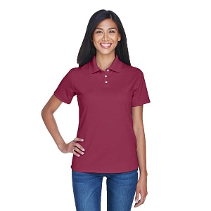 Ultraclub Ladies Cool and Dry Sport Polo - 100% Polyester Cool and Dry Stain-Release Performance Polo Shirt, Women's, Wine, Size 2XL - 8445L-MAROON-2XL